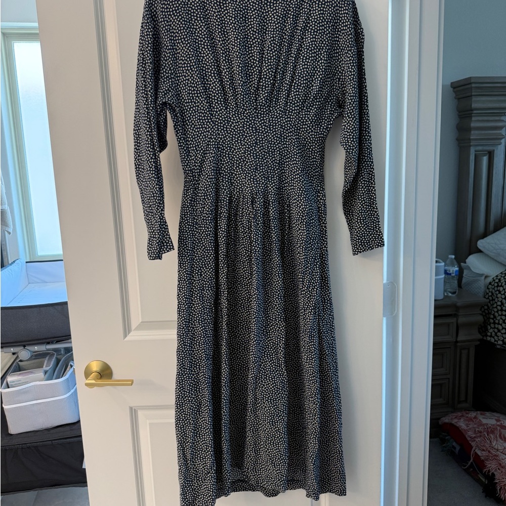 Positive Attitude Black and White Polka Dot Long Sleeve Midi Dress